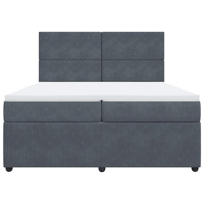 Giroletto a Molle con Materasso Grigio Scuro 200x200 cm Velluto