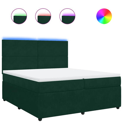 Giroletto a Molle con Materasso Verde Scuro 200x200 cm Velluto
