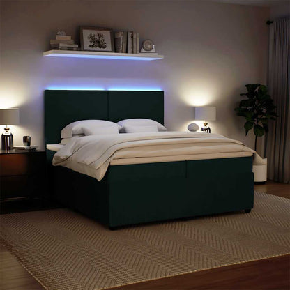 Giroletto a Molle con Materasso Verde Scuro 200x200 cm Velluto