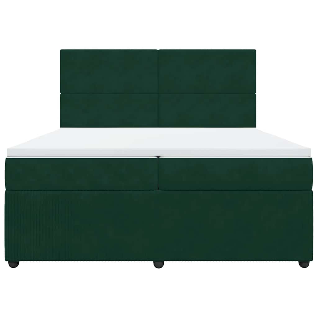Giroletto a Molle con Materasso Verde Scuro 200x200 cm Velluto