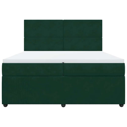 Giroletto a Molle con Materasso Verde Scuro 200x200 cm Velluto