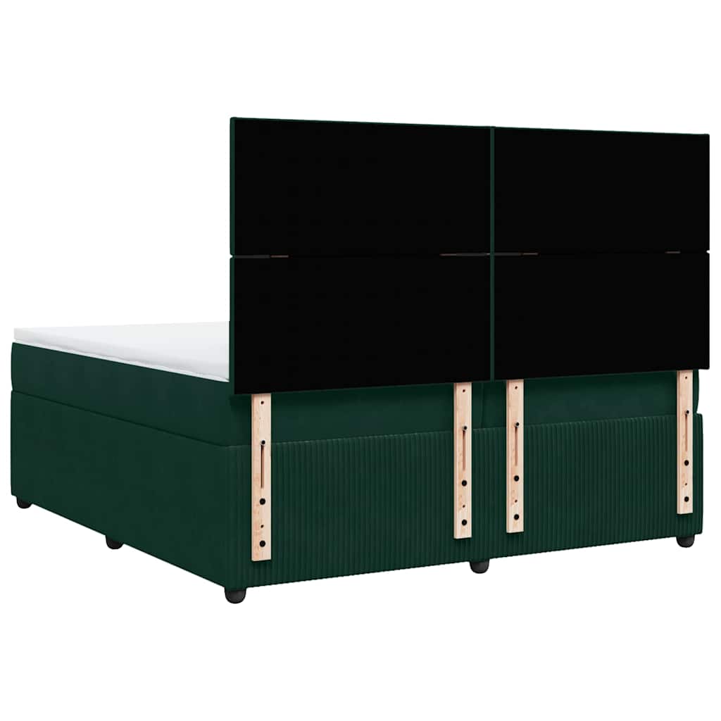 Giroletto a Molle con Materasso Verde Scuro 200x200 cm Velluto