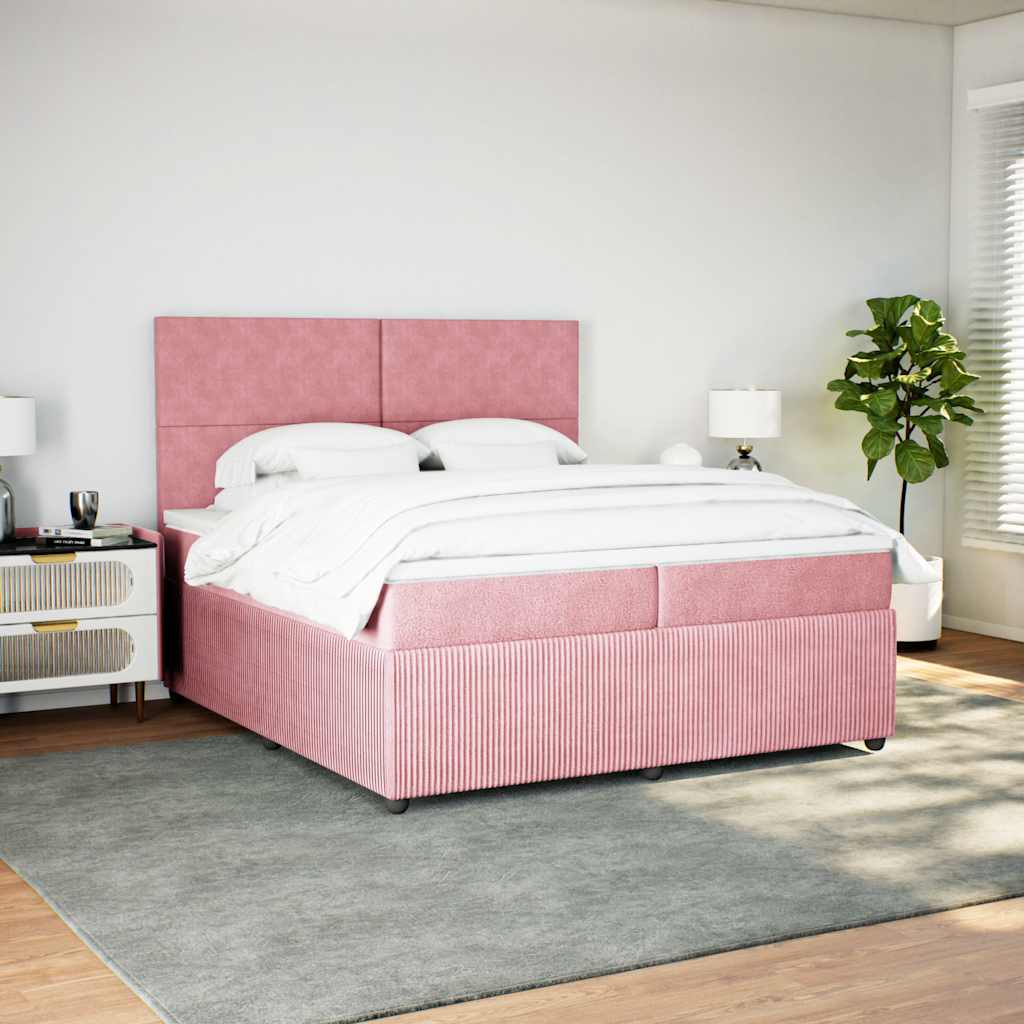 Giroletto a Molle con Materasso Rosa 200x200 cm in Velluto - homemem39