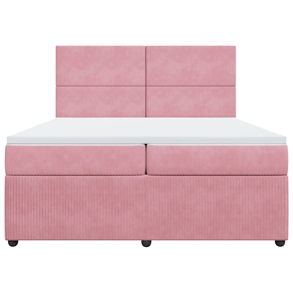 Giroletto a Molle con Materasso Rosa 200x200 cm in Velluto