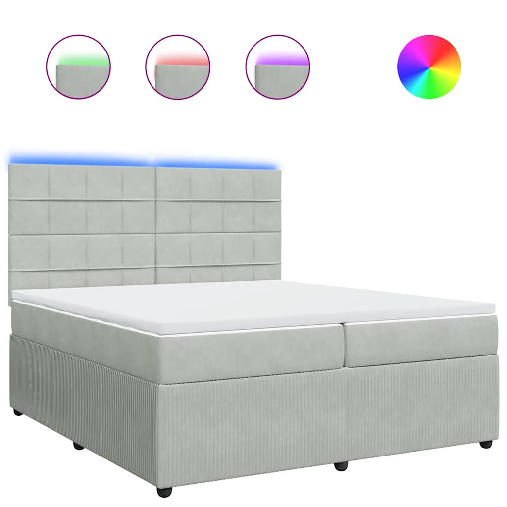 Giroletto a Molle con Materasso Grigio Chiaro 200x200cm Velluto | homemem39