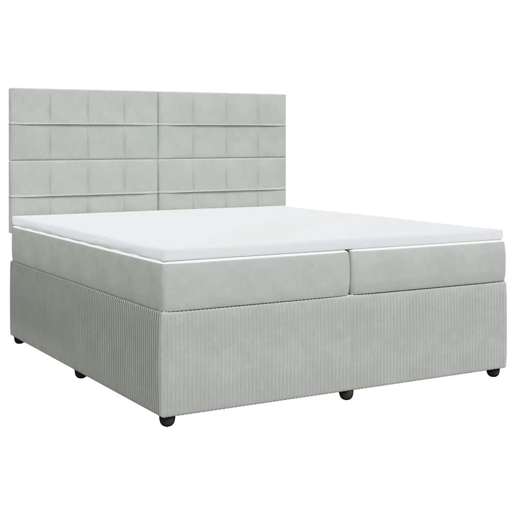 Giroletto a Molle con Materasso Grigio Chiaro 200x200cm Velluto