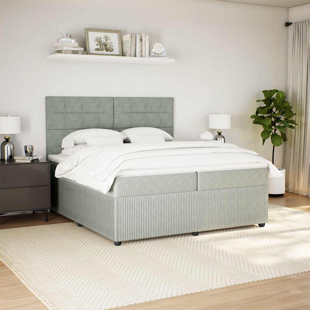 Giroletto a Molle con Materasso Grigio Chiaro 200x200cm Velluto | homemem39