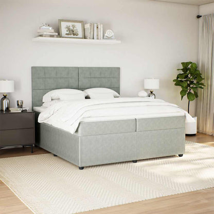 Giroletto a Molle con Materasso Grigio Chiaro 200x200cm Velluto | homemem39