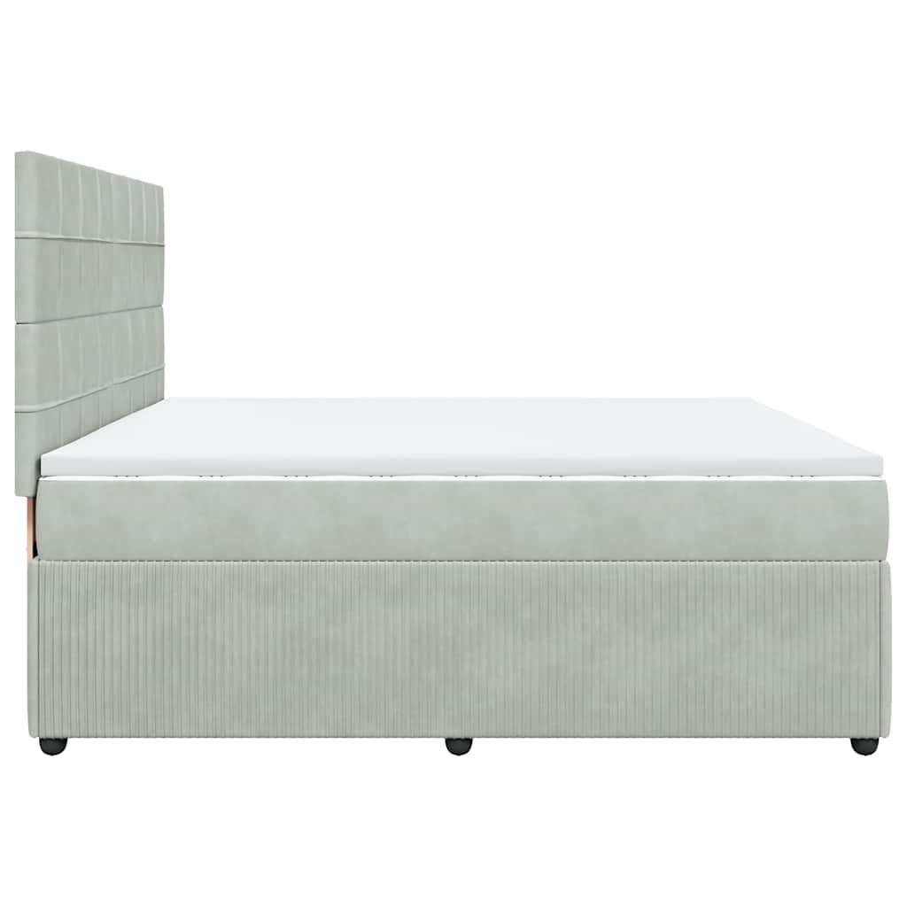 Giroletto a Molle con Materasso Grigio Chiaro 200x200cm Velluto | homemem39