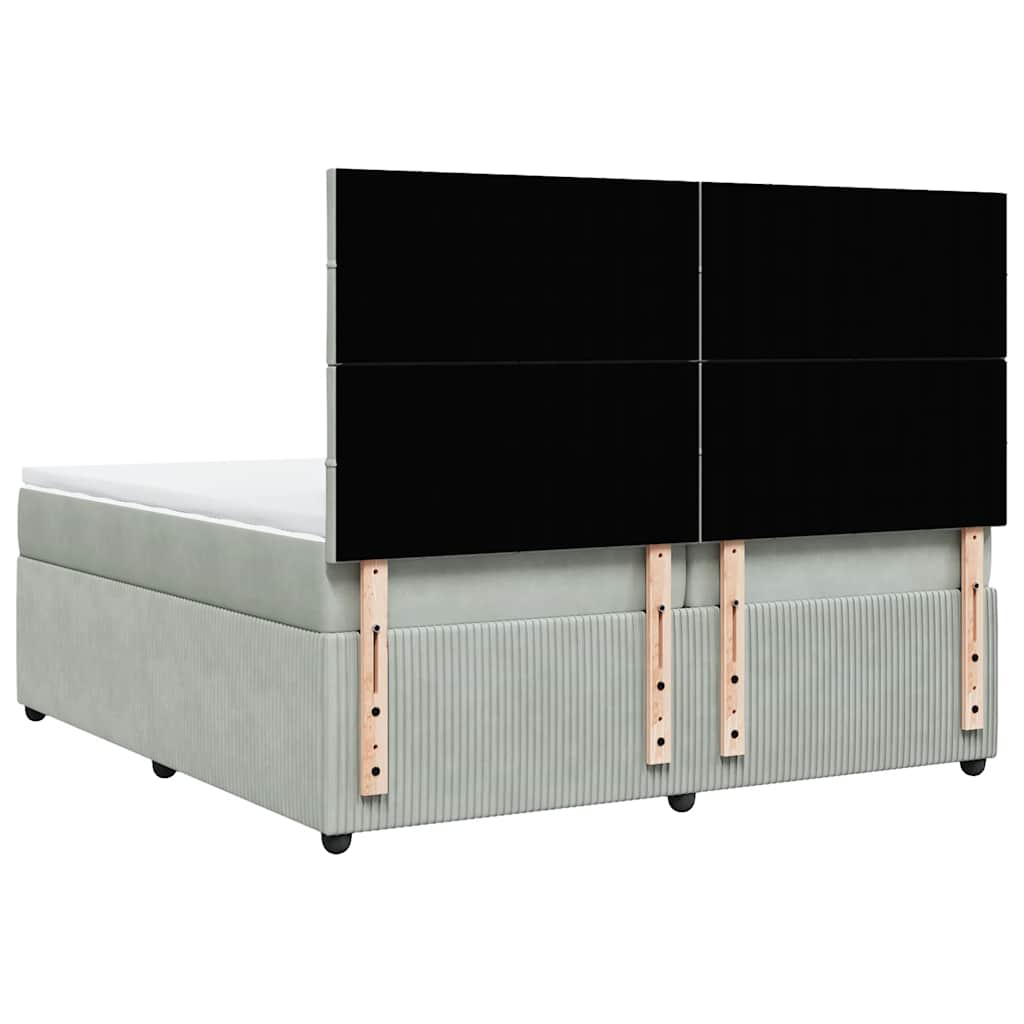 Giroletto a Molle con Materasso Grigio Chiaro 200x200cm Velluto | homemem39