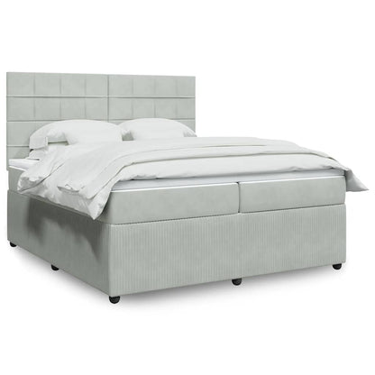 Giroletto a Molle con Materasso Grigio Chiaro 200x200cm Velluto | homemem39