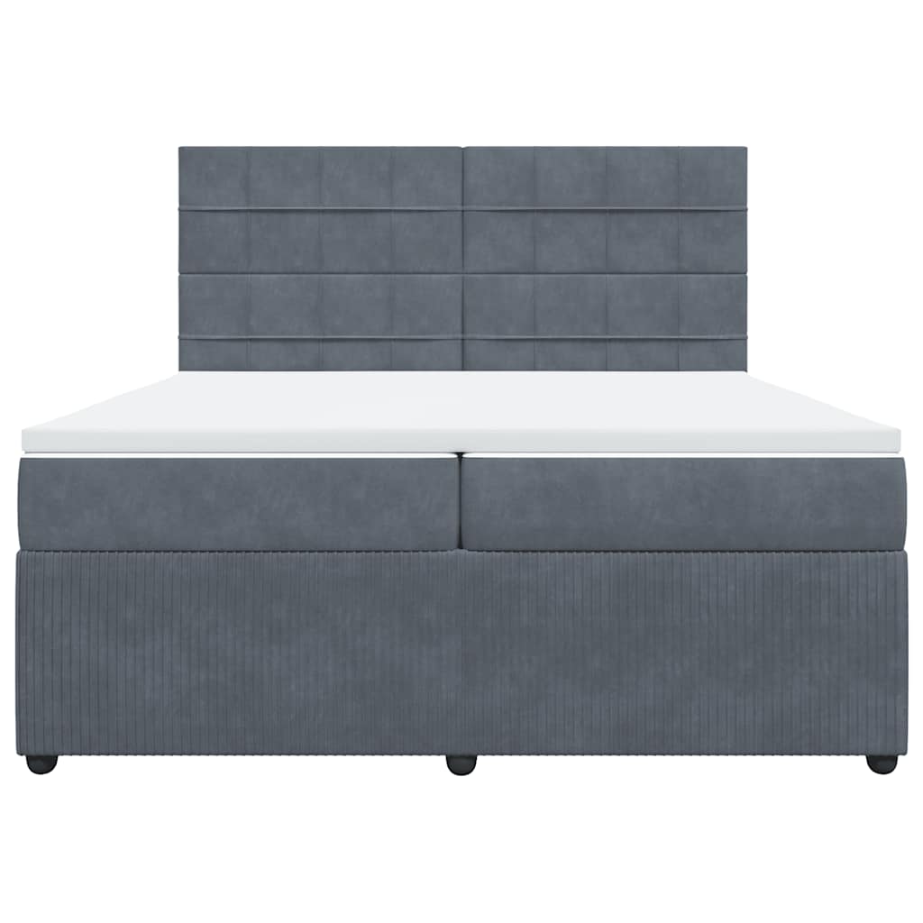 Giroletto a Molle con Materasso Grigio Scuro 200x200 cm Velluto
