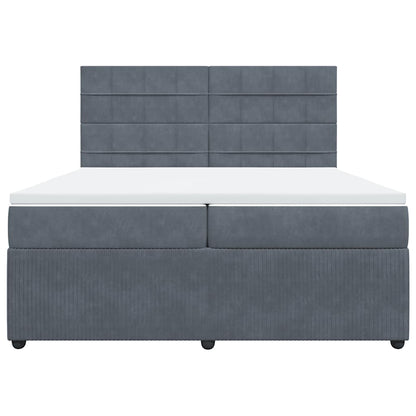 Giroletto a Molle con Materasso Grigio Scuro 200x200 cm Velluto