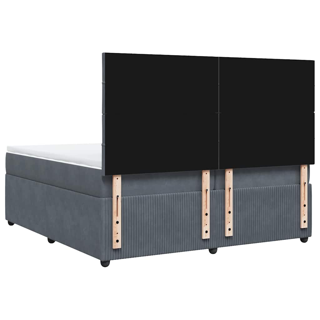 Giroletto a Molle con Materasso Grigio Scuro 200x200 cm Velluto