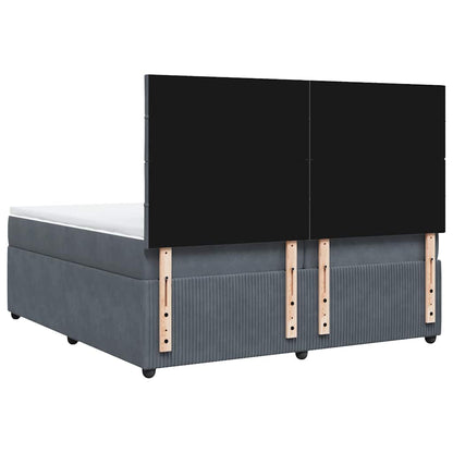 Giroletto a Molle con Materasso Grigio Scuro 200x200 cm Velluto