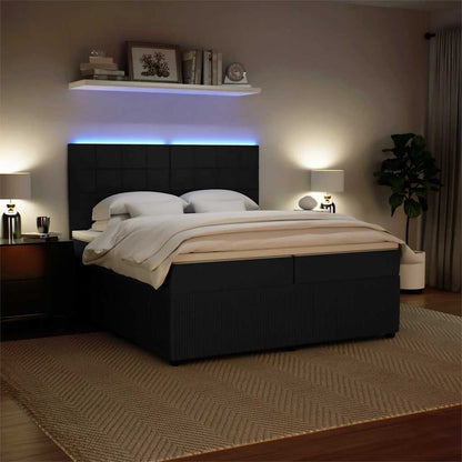 Giroletto a Molle con Materasso Nero 200x200 cm in Velluto