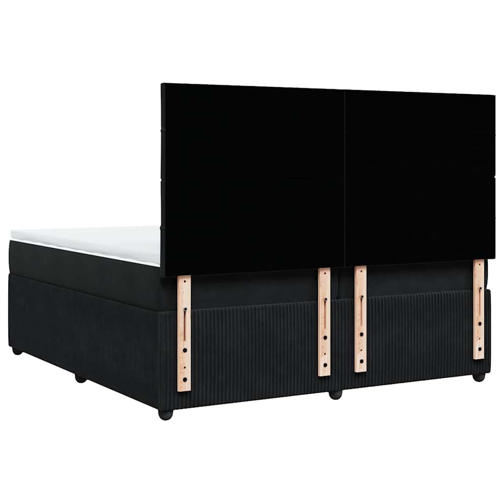Giroletto a Molle con Materasso Nero 200x200 cm in Velluto