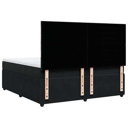 Giroletto a Molle con Materasso Nero 200x200 cm in Velluto