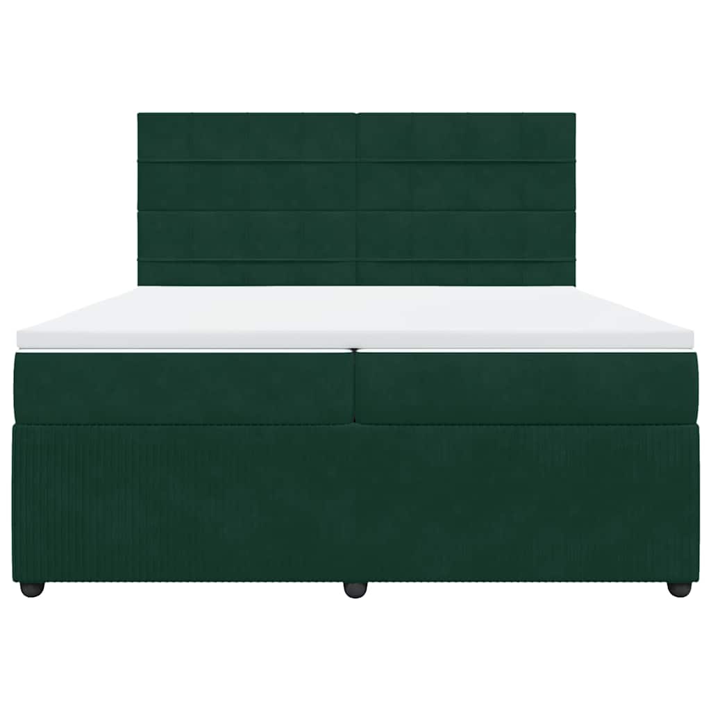 Giroletto a Molle con Materasso Verde Scuro 200x200 cm Velluto