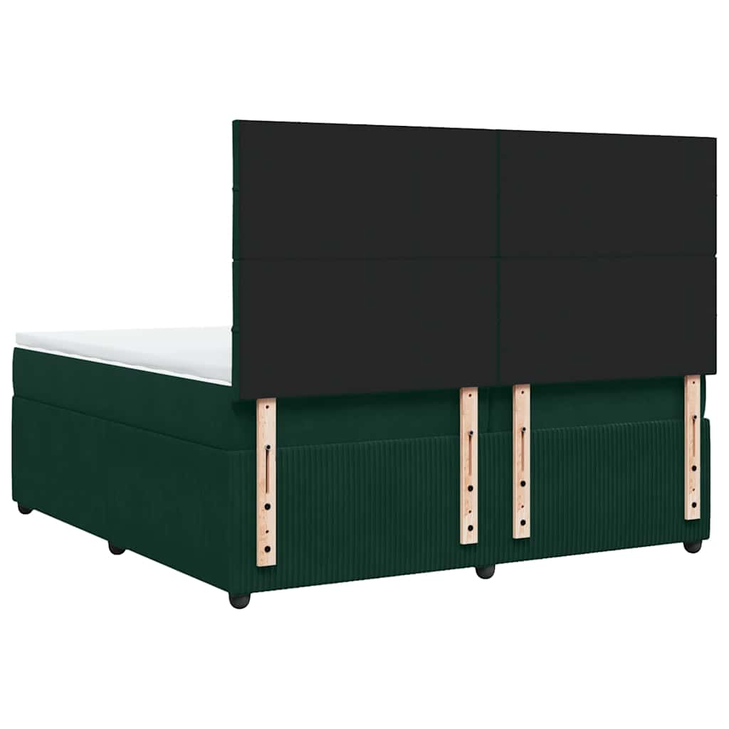 Giroletto a Molle con Materasso Verde Scuro 200x200 cm Velluto