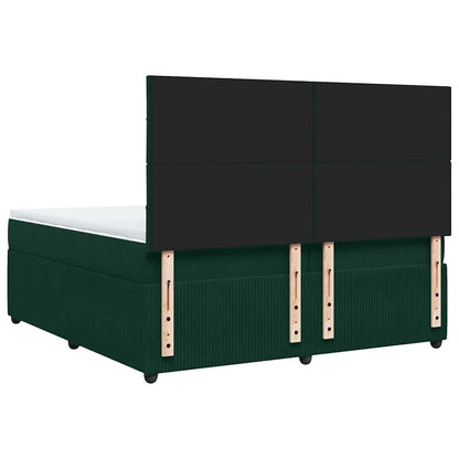 Giroletto a Molle con Materasso Verde Scuro 200x200 cm Velluto