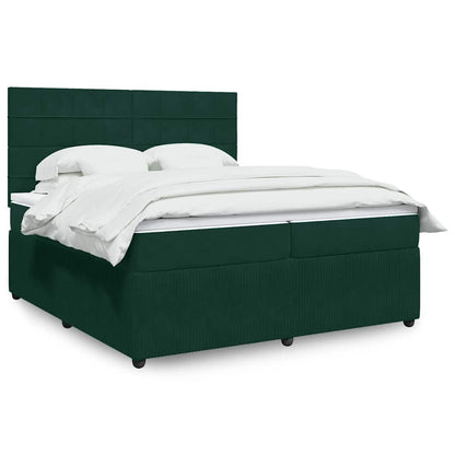 Giroletto a Molle con Materasso Verde Scuro 200x200 cm Velluto