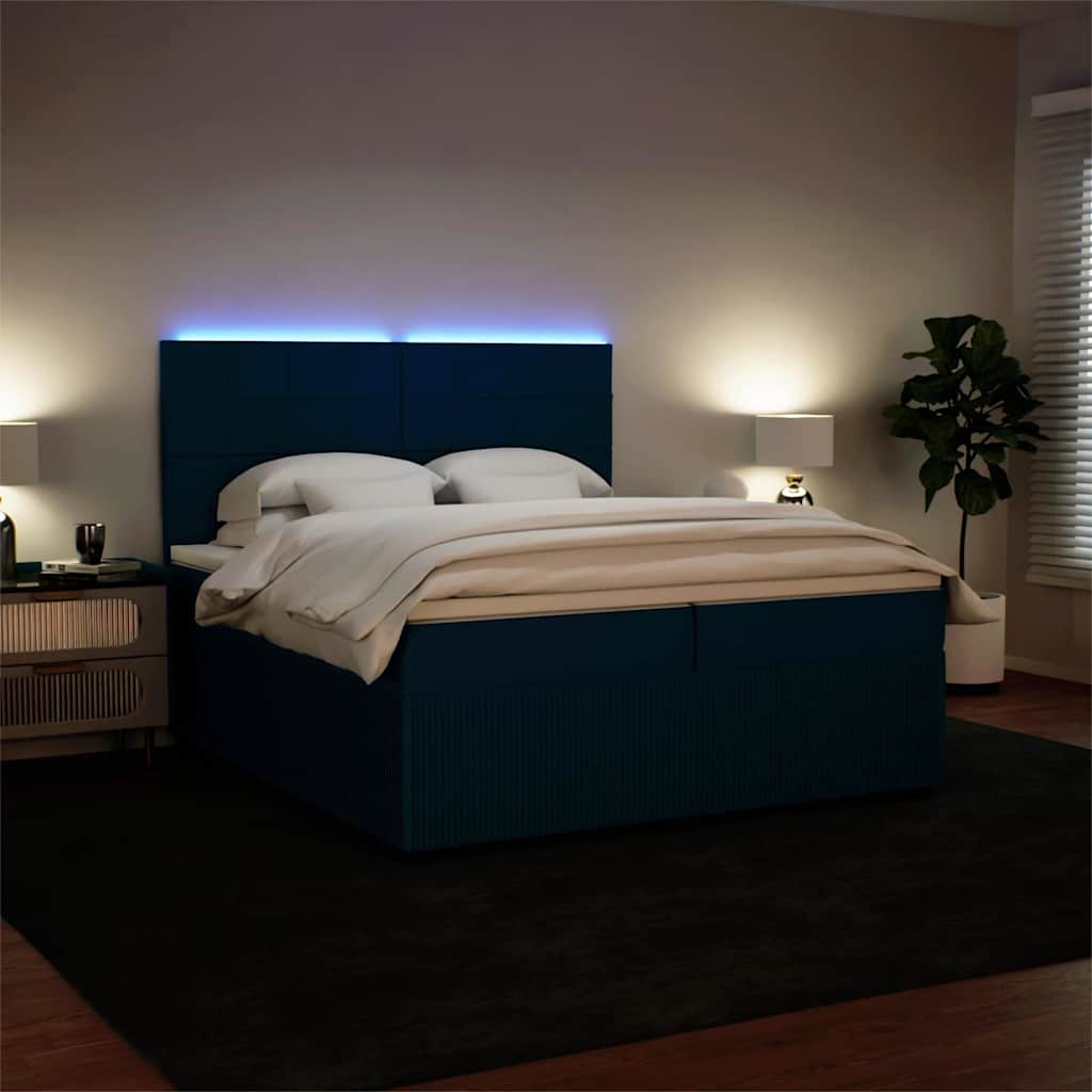 Giroletto a Molle con Materasso Blu 200x200 cm in Velluto
