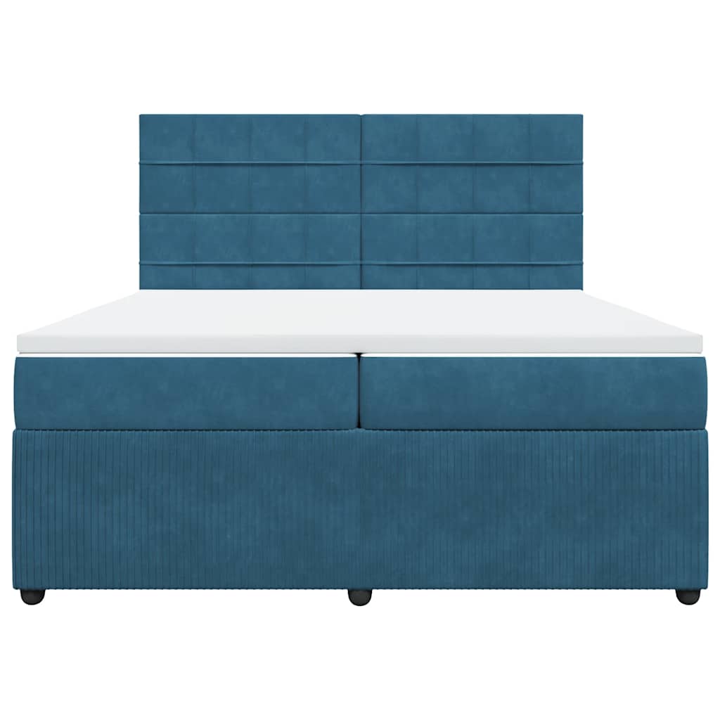 Giroletto a Molle con Materasso Blu 200x200 cm in Velluto - homemem39