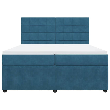 Giroletto a Molle con Materasso Blu 200x200 cm in Velluto - homemem39