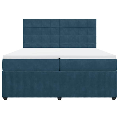 Giroletto a Molle con Materasso Blu 200x200 cm in Velluto