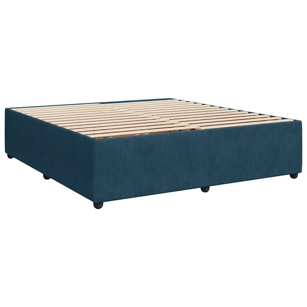 Giroletto a Molle con Materasso Blu 200x200 cm in Velluto