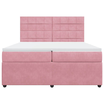 Giroletto a Molle con Materasso Rosa 200x200 cm in Velluto