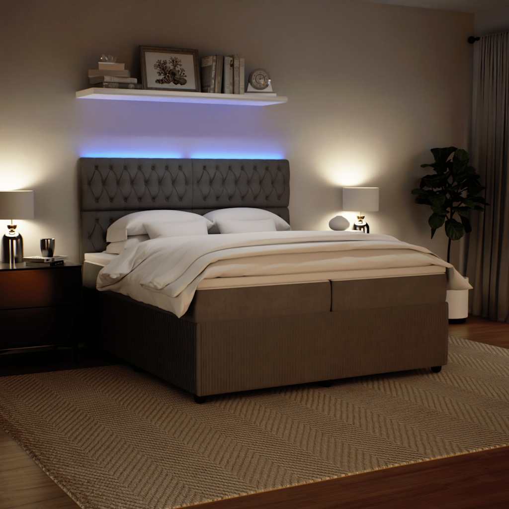 Giroletto a Molle con Materasso Grigio Chiaro 200x200cm Velluto