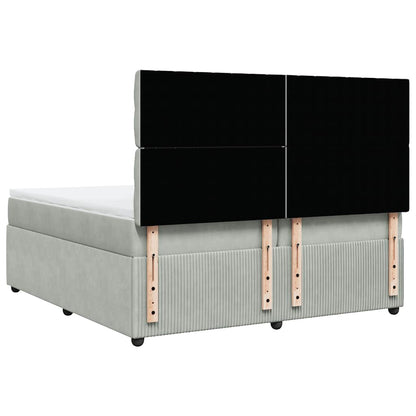 Giroletto a Molle con Materasso Grigio Chiaro 200x200cm Velluto - homemem39