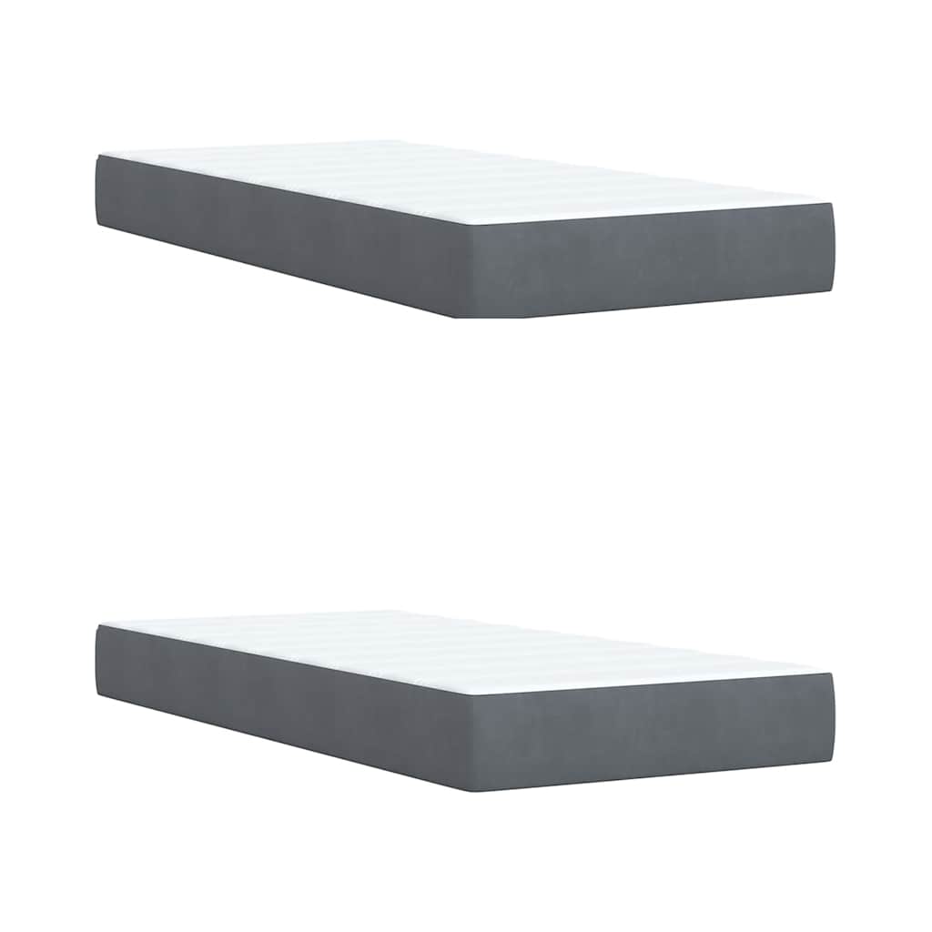 Giroletto a Molle con Materasso Grigio Scuro 200x200 cm Velluto
