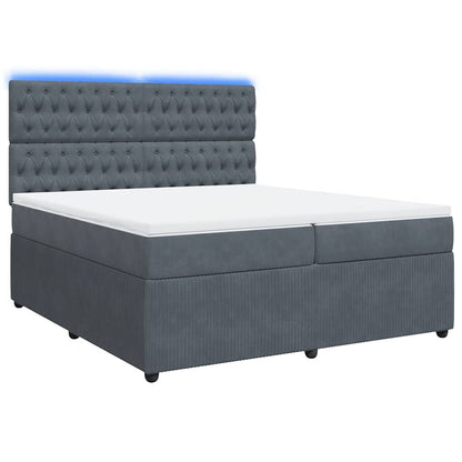 Giroletto a Molle con Materasso Grigio Scuro 200x200 cm Velluto