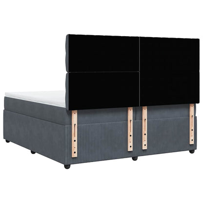 Giroletto a Molle con Materasso Grigio Scuro 200x200 cm Velluto - homemem39