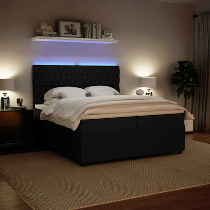 Giroletto a Molle con Materasso Nero 200x200 cm in Velluto