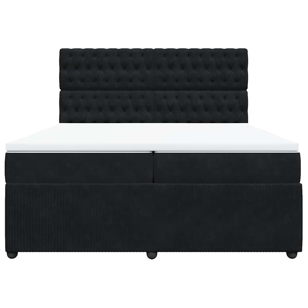 Giroletto a Molle con Materasso Nero 200x200 cm in Velluto
