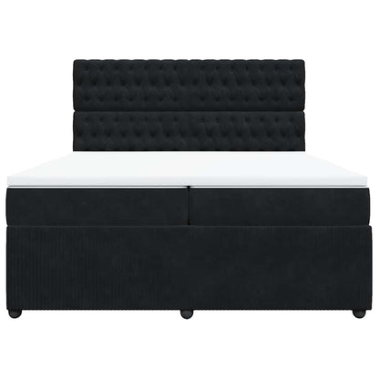 Giroletto a Molle con Materasso Nero 200x200 cm in Velluto