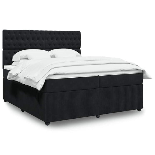 Giroletto a Molle con Materasso Nero 200x200 cm in Velluto | homemem39