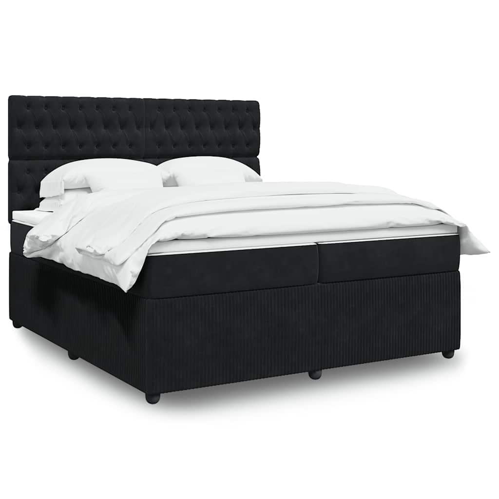 Giroletto a Molle con Materasso Nero 200x200 cm in Velluto