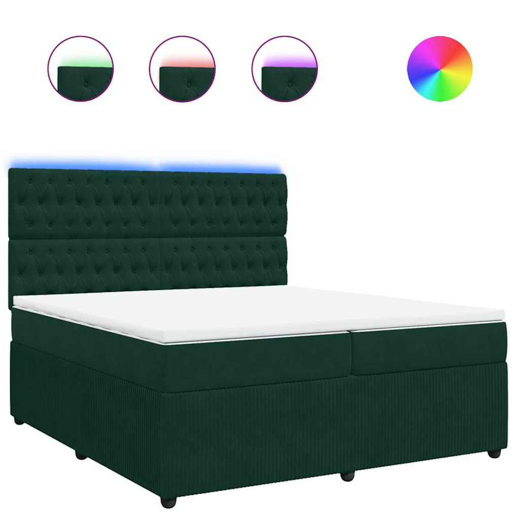 Giroletto a Molle con Materasso Verde Scuro 200x200 cm Velluto