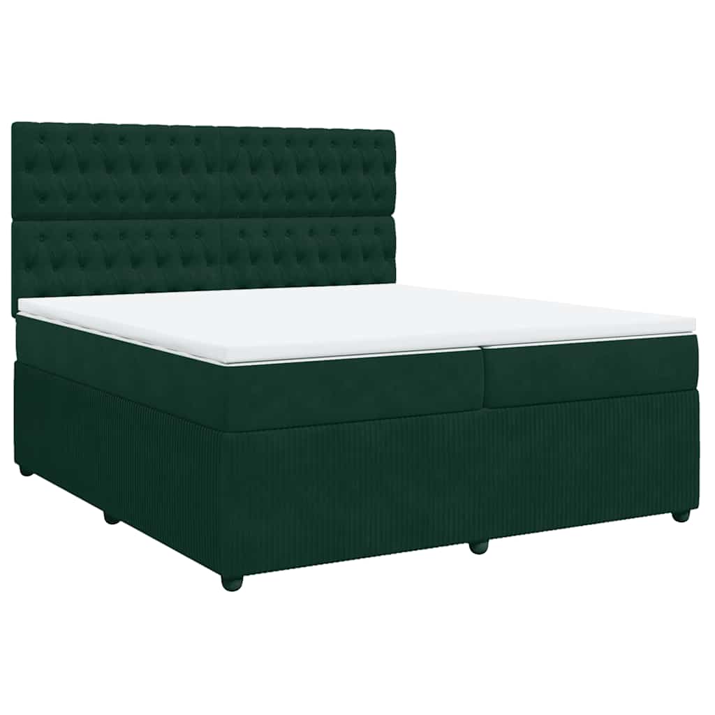 Giroletto a Molle con Materasso Verde Scuro 200x200 cm Velluto