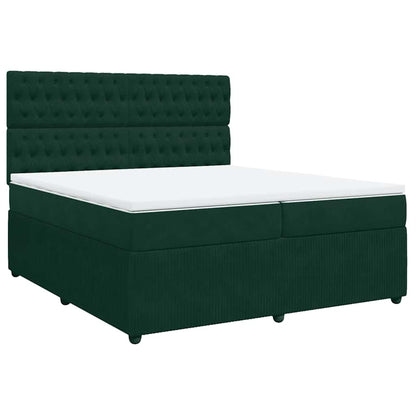 Giroletto a Molle con Materasso Verde Scuro 200x200 cm Velluto