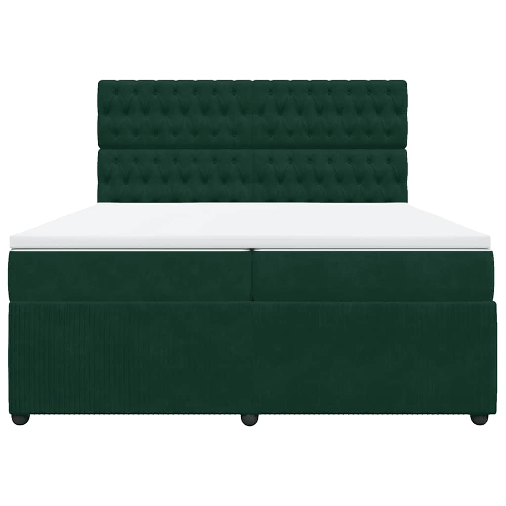 Giroletto a Molle con Materasso Verde Scuro 200x200 cm Velluto