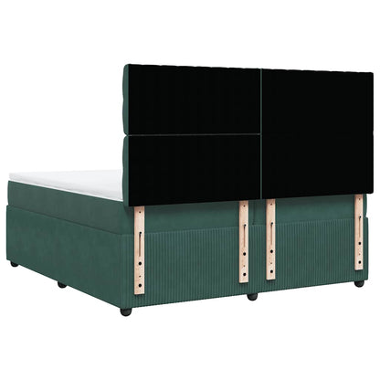 Giroletto a Molle con Materasso Verde Scuro 200x200 cm Velluto - homemem39