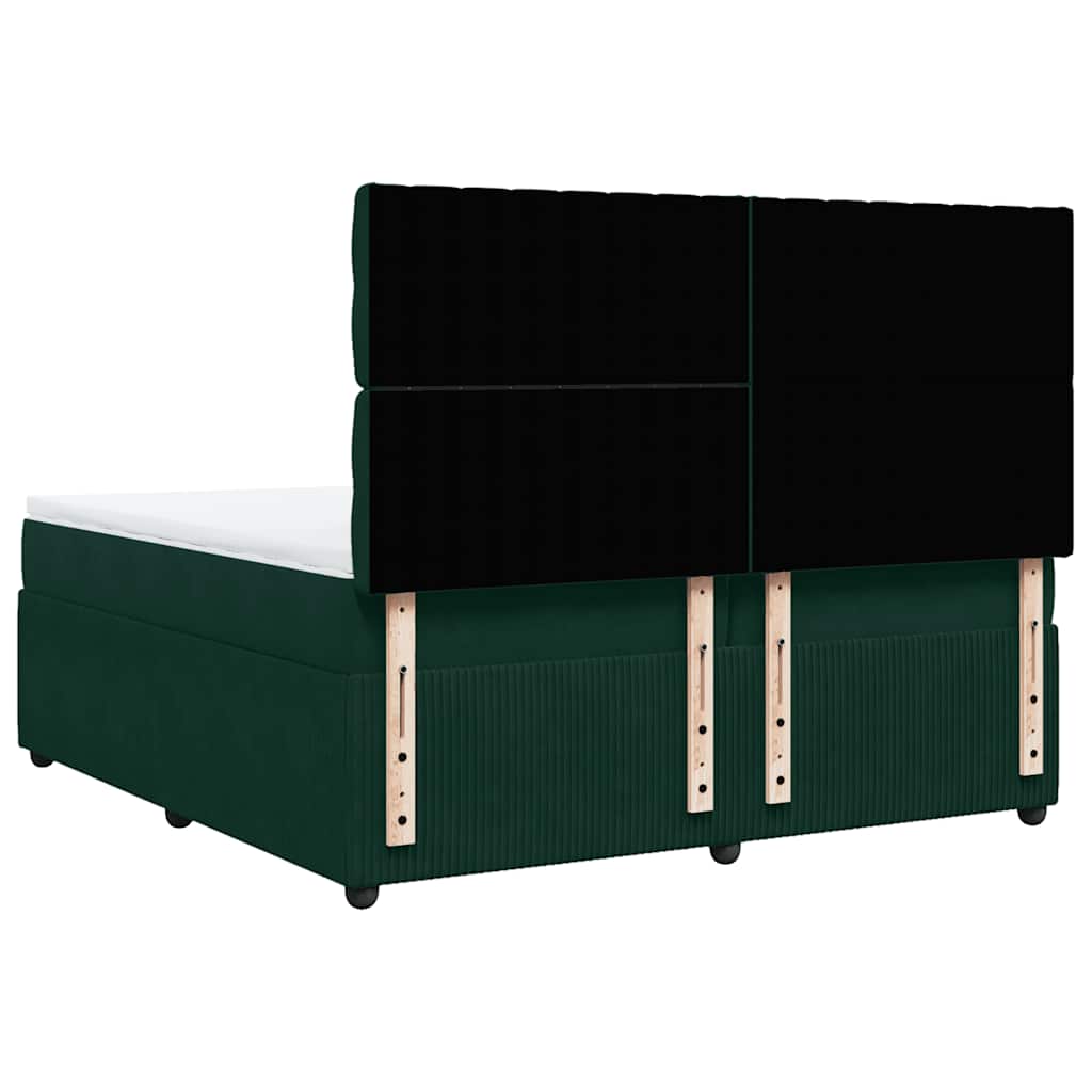 Giroletto a Molle con Materasso Verde Scuro 200x200 cm Velluto