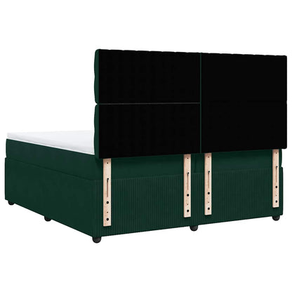 Giroletto a Molle con Materasso Verde Scuro 200x200 cm Velluto