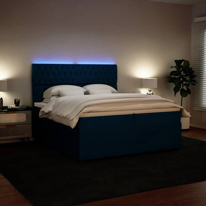 Giroletto a Molle con Materasso Blu 200x200 cm in Velluto